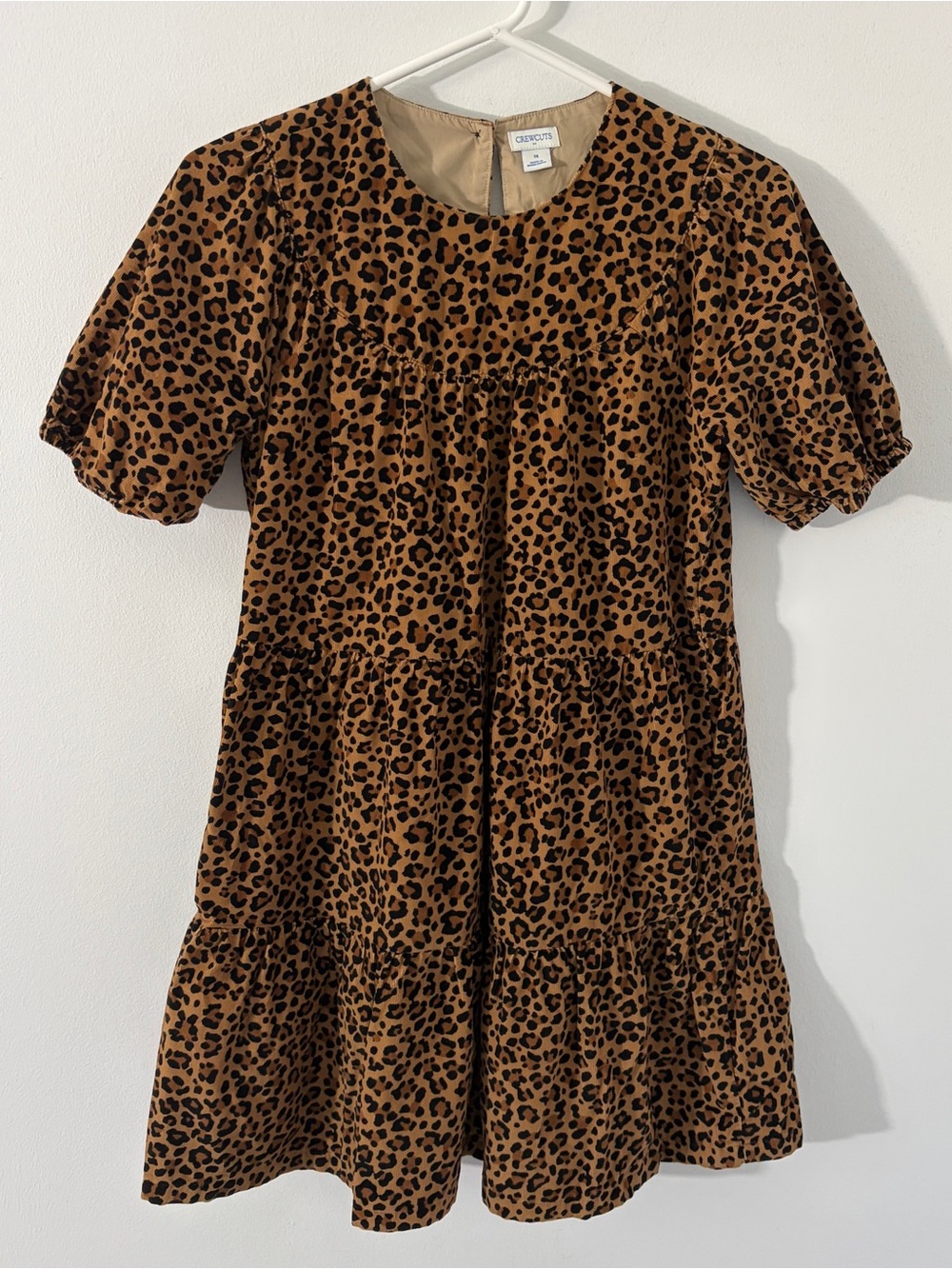 J.Crew Crewcuts Girls Size 14 Leopard Print Tiered Puff Sleeve Cotton Dress*94